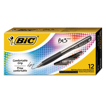 BIC® Bu3 Ballpoint Pen, Retractable, Bold 1 Mm, Black Ink, Black Barrel, Dozen freeshipping - TVN Wholesale